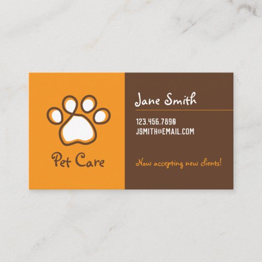 Visitenkarte für den Pflegepfleger (Vorderseite)