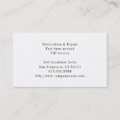Visitenkarte für die Reparatur und Restaurierung v (Rückseite)