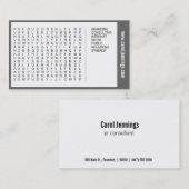 Visitenkarte für die Wortsuche (Kontakt zum Anpass (Vorne/Hinten)