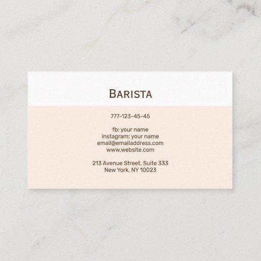 Visitenkarte für ein Café oder ein Café. (Rückseite)