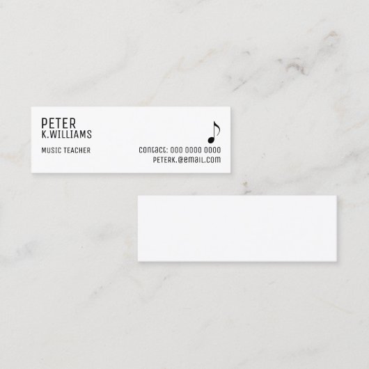 Visitenkarte für einen Musiklehrer (Vorne/Hinten)