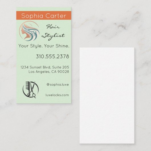 Visitenkarte für einseitige Haarstylist (Vorne/Hinten)