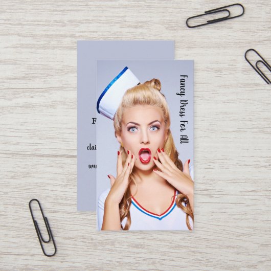 Visitenkarte für extravagantes Kleid. (Vorderseite/Rückseite Beispiel)