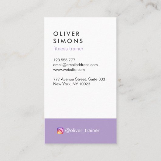 Visitenkarte für Fitness-Trainer (Rückseite)