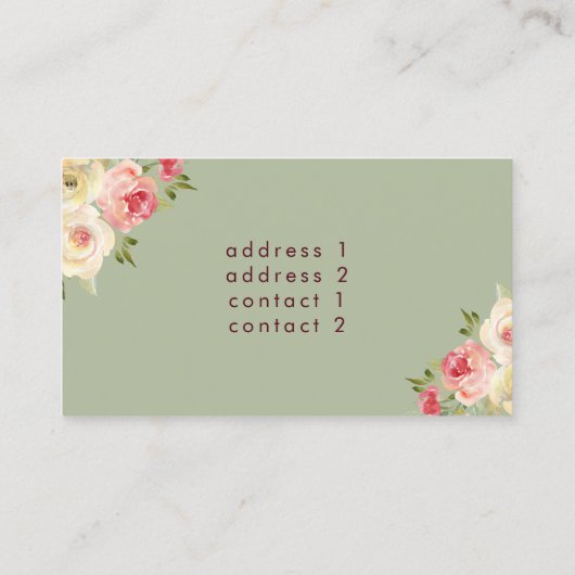 Visitenkarte für florale Wasserfarben (Rückseite)