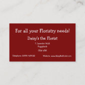 Visitenkarte für Florist - Blume Power (Rückseite)