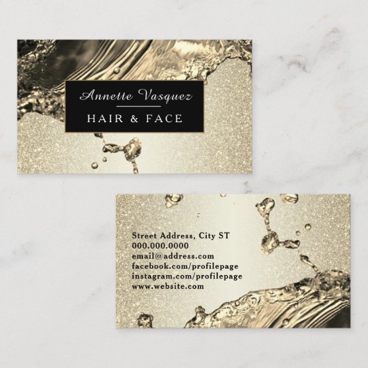 Visitenkarte für Flüssiggold (Vorne/Hinten)