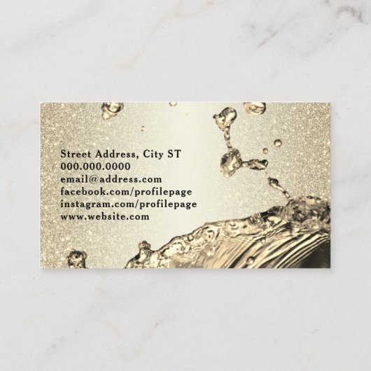 Visitenkarte für Flüssiggold (Rückseite)