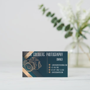Visitenkarte für Fotografen Aquamarin, Gold angepa