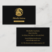 Visitenkarte für Haarstühle. Gold auf schwarz (Vorne/Hinten)