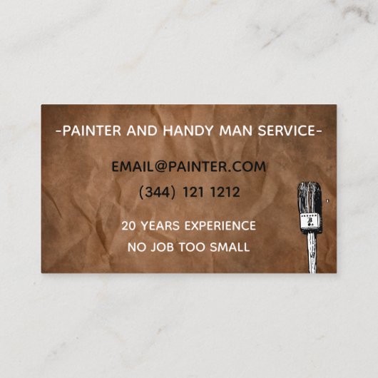 Visitenkarte für handlichen Mann oder Erbauer (Rückseite)