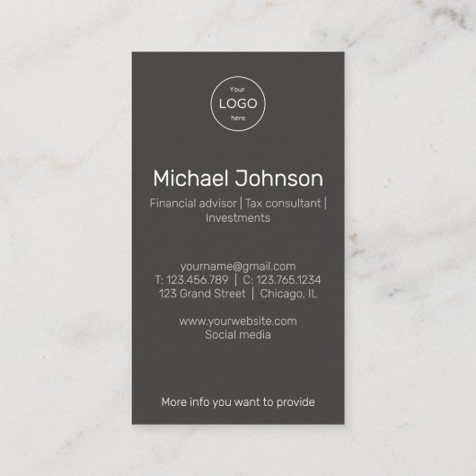 Visitenkarte für Ihr Foto (Rückseite)