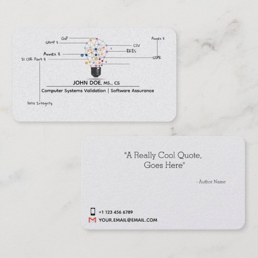 Visitenkarte für IT CSV-Qualitätssicherung (Vorne/Hinten)