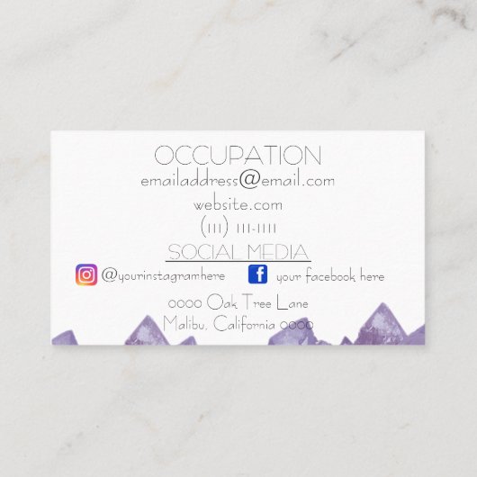 Visitenkarte für Kristall (Rückseite)