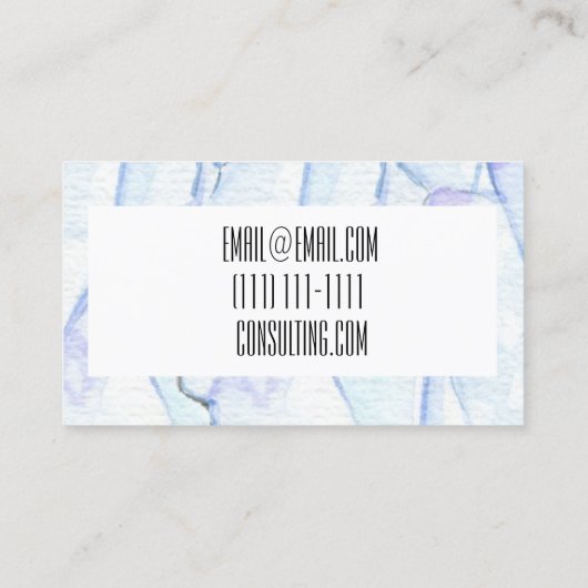 Visitenkarte für kristalline Aquarellfarben (Rückseite)