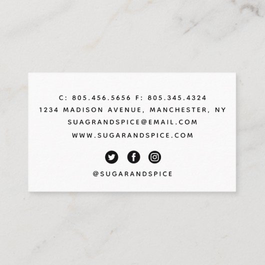 Visitenkarte für Kuchen/Backwaren (Rückseite)