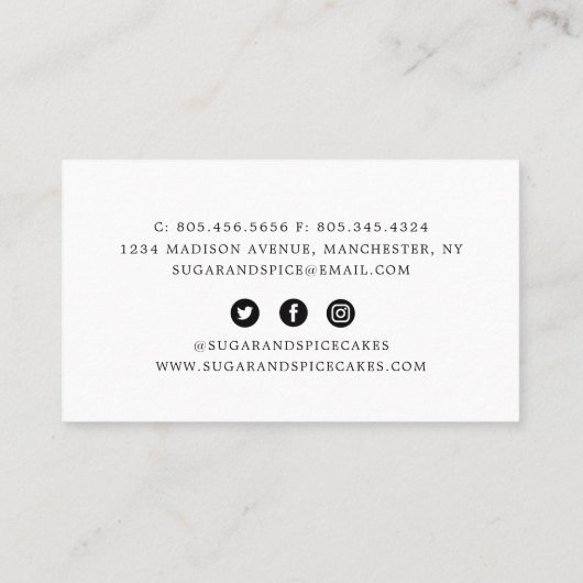 Visitenkarte für Kuchen/Backwaren (Rückseite)