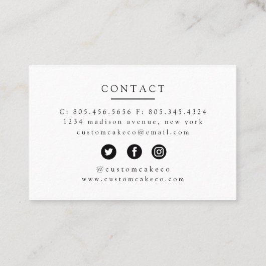 Visitenkarte für Kuchen/Backwaren (Rückseite)