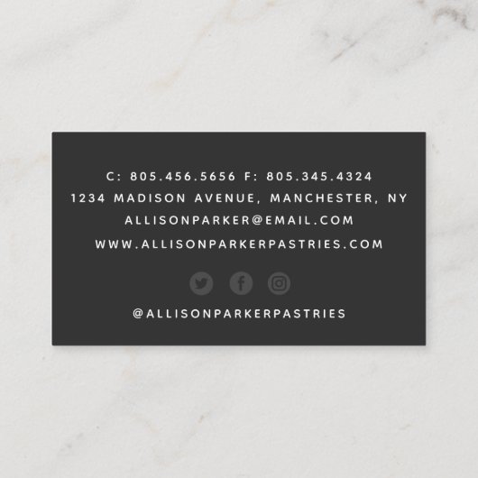 Visitenkarte für Kuchen/Backwaren (Rückseite)