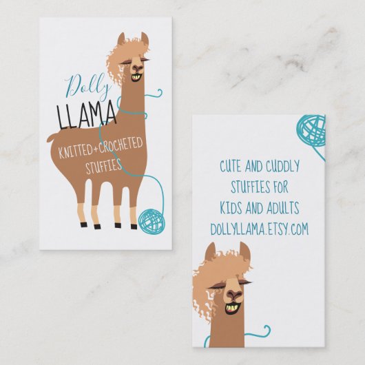 Visitenkarte für Lama-Garne aus Strickwaren (Vorne/Hinten)