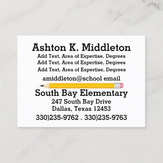 Visitenkarte für Lehrer (Rückseite)