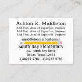 Visitenkarte für Lehrer (Rückseite)