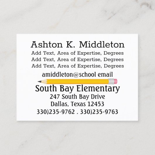 Visitenkarte für Lehrer (Rückseite)