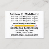 Visitenkarte für Lehrer (Rückseite)