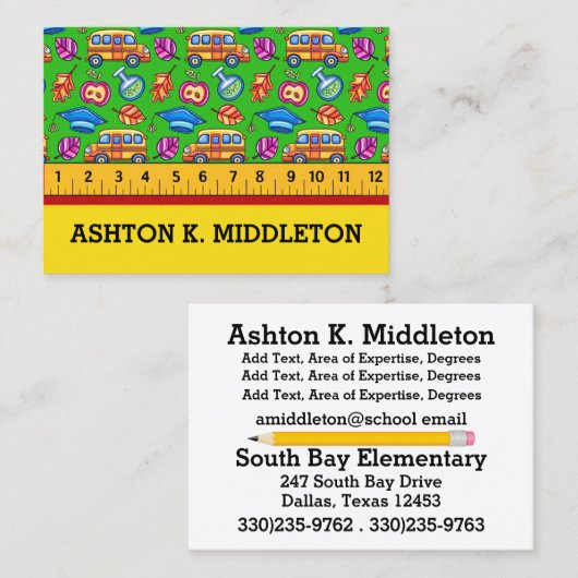 Visitenkarte für Lehrer (Vorne/Hinten)