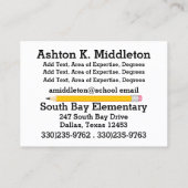 Visitenkarte für Lehrer (Rückseite)