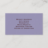 Visitenkarte für Massagetherapeuten (Rückseite)