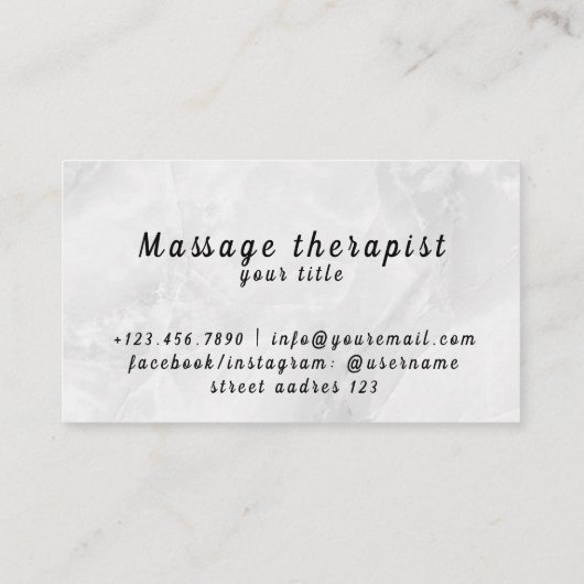 Visitenkarte für Massagetherapeuten (Rückseite)