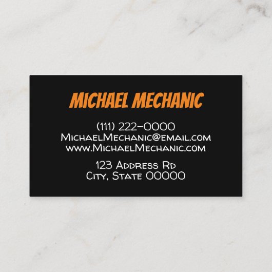 Visitenkarte für mechanische Reifenfotografie (Rückseite)