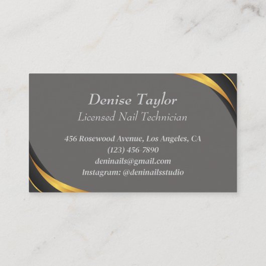 Visitenkarte für Nageltechniker - Chic, Editable D (Rückseite)