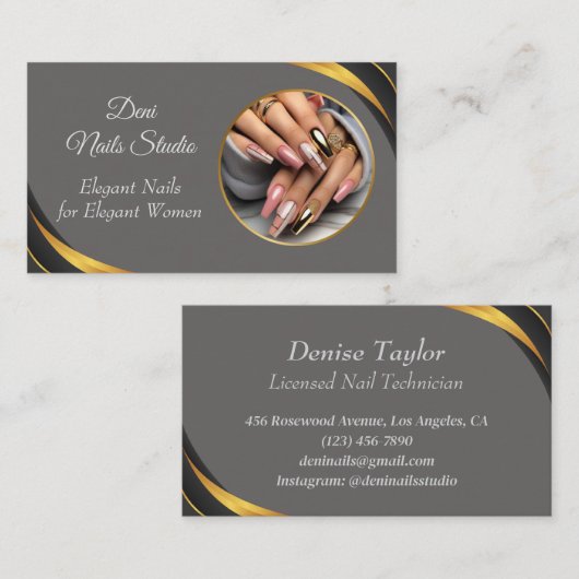 Visitenkarte für Nageltechniker - Chic, Editable D (Vorne/Hinten)
