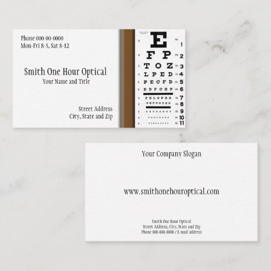 Visitenkarte für Optometristen (Vorne/Hinten)