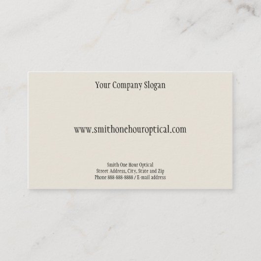 Visitenkarte für Optometristen (Rückseite)