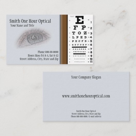 Visitenkarte für Optometristen (Vorne/Hinten)