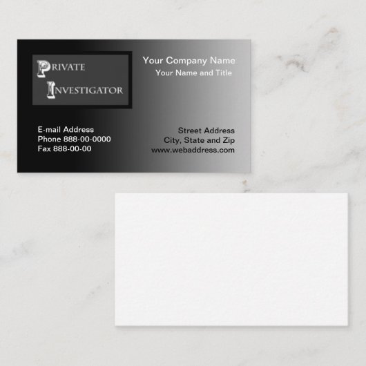 Visitenkarte für private Ermittler (Vorne/Hinten)