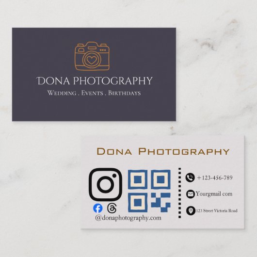 Visitenkarte für professionelle Fotografen (Vorne/Hinten)