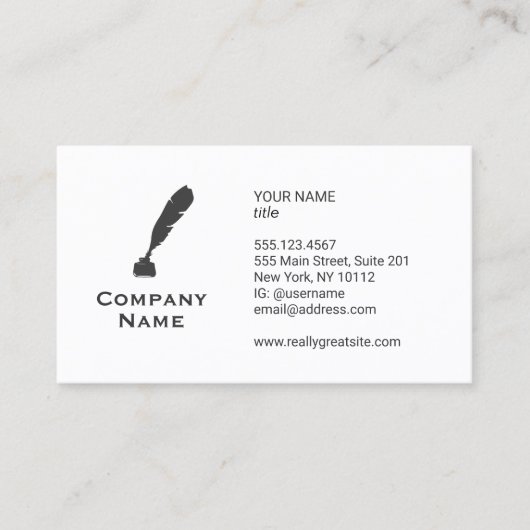 Visitenkarte für Quill and Ink Bottle (Vorderseite)