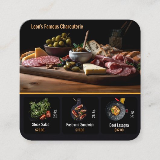 Visitenkarte für Restaurants mit Eintrittspassette (Vorderseite)