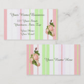 Visitenkarte für rosa Rosen und Streifen (Vorne/Hinten)