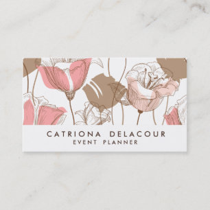 Visitenkarte für Rosa und Braune Blumen