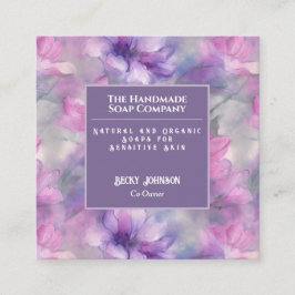 Visitenkarte für Rosa und violette Blumen