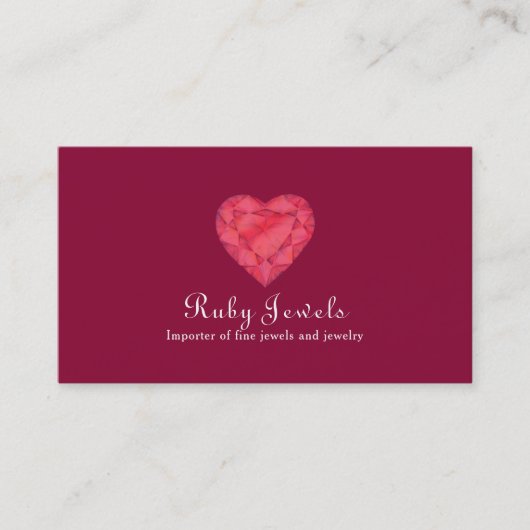 Visitenkarte für Ruby-Herz-Schmuck (Vorderseite)