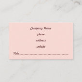 Visitenkarte für sanft rosafarbene Tiere (Rückseite)