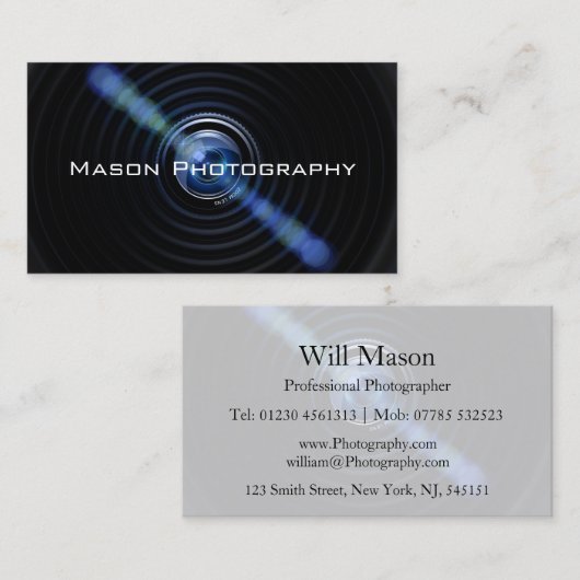 Visitenkarte für Schwarze Kameras Fotografen (Vorne/Hinten)
