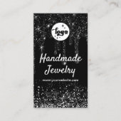 Visitenkarte für schwarze Tropfen Glitzer (Vorderseite)