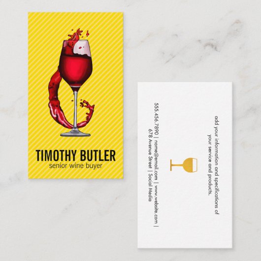 Visitenkarte für Weinglas (Vorne/Hinten)